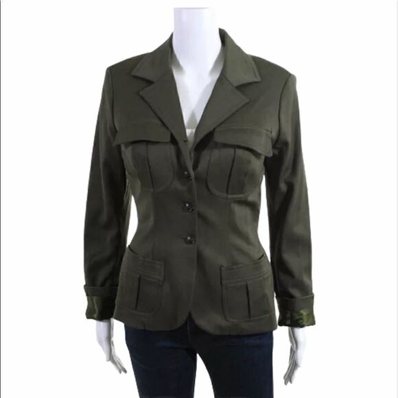 Plein Sud Wool blend olive blazer sz 8 excellent condition - Picture 1 of 16